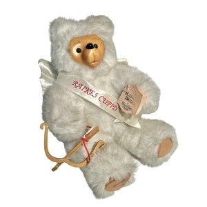 Robert Raikes Cupid Collectible Valentine Wood Face Toy Teddy Bear